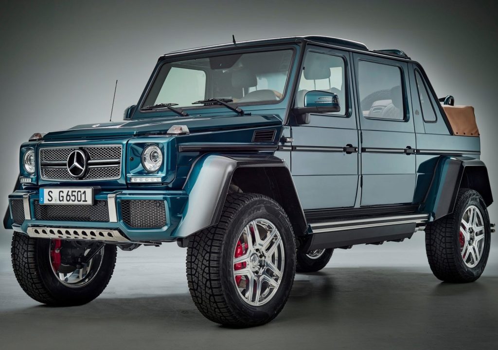 An image of a Mercedes-Maybach G650 Landaulet parked in a studio.