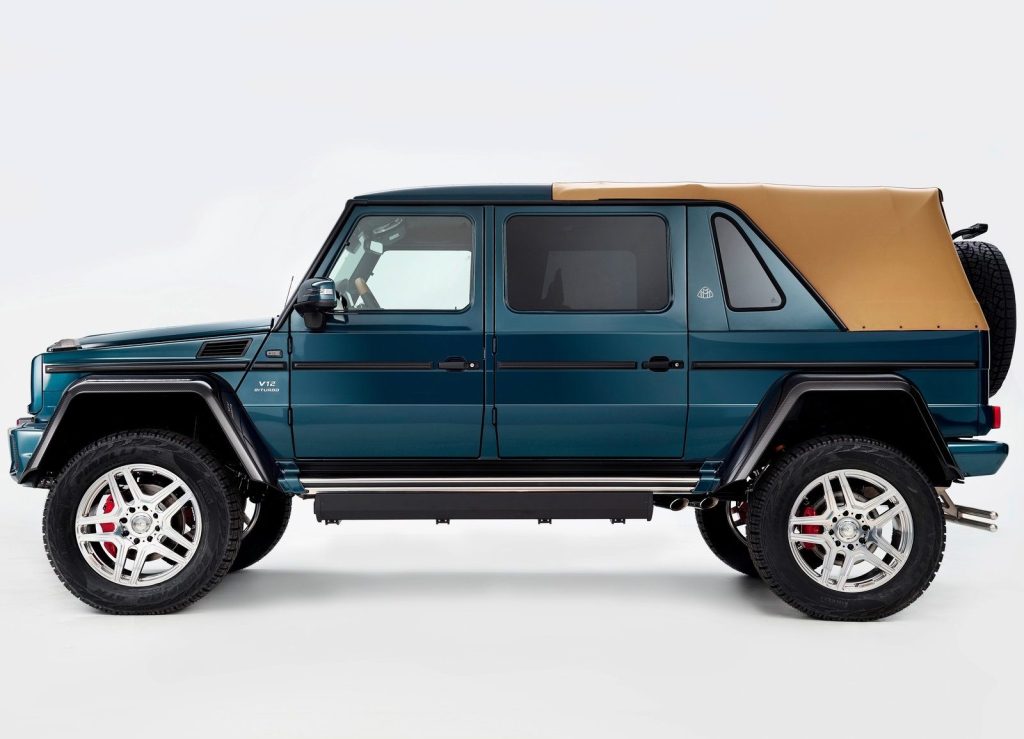 An image of a Mercedes-Maybach G650 Landaulet parked in a studio.