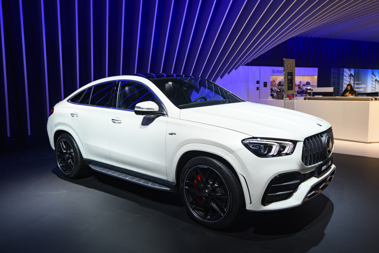 A Mercedes-Benz GLE on display at an auto show