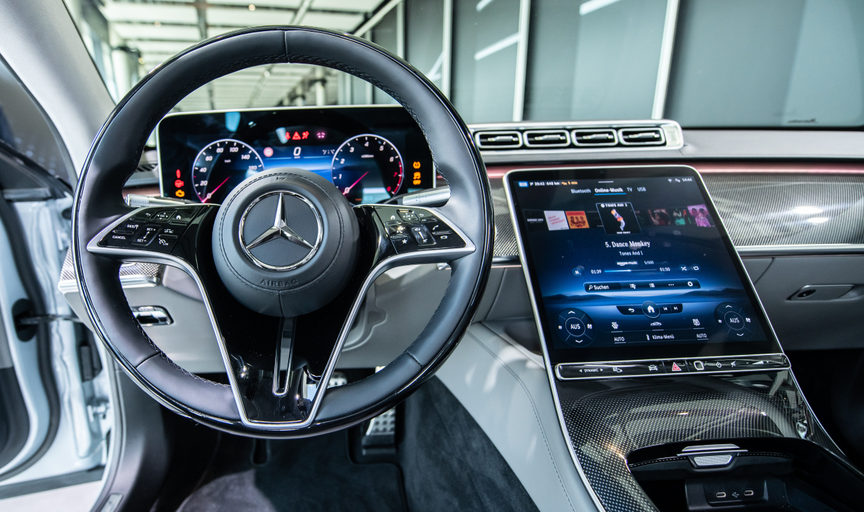 A view of the the interior of a Mercedes-Benz S-Class