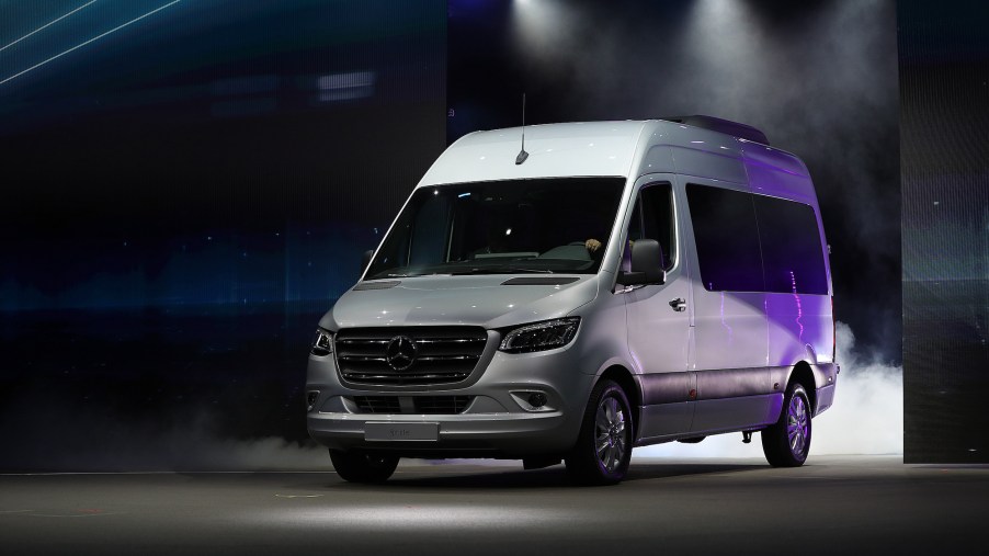 The American Coach Patriot camper van is built using a Mercedes-Benz Sprinter like this one