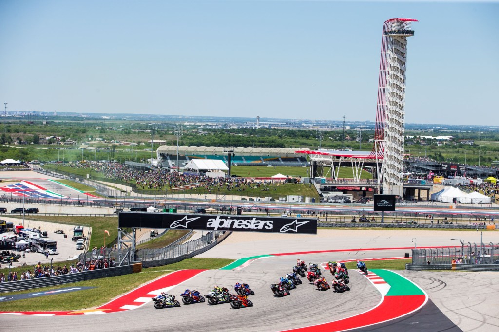 MotoGP racers in the 2019 US Grand Prix at the Circuit of the Americas track in Austin, Texas
