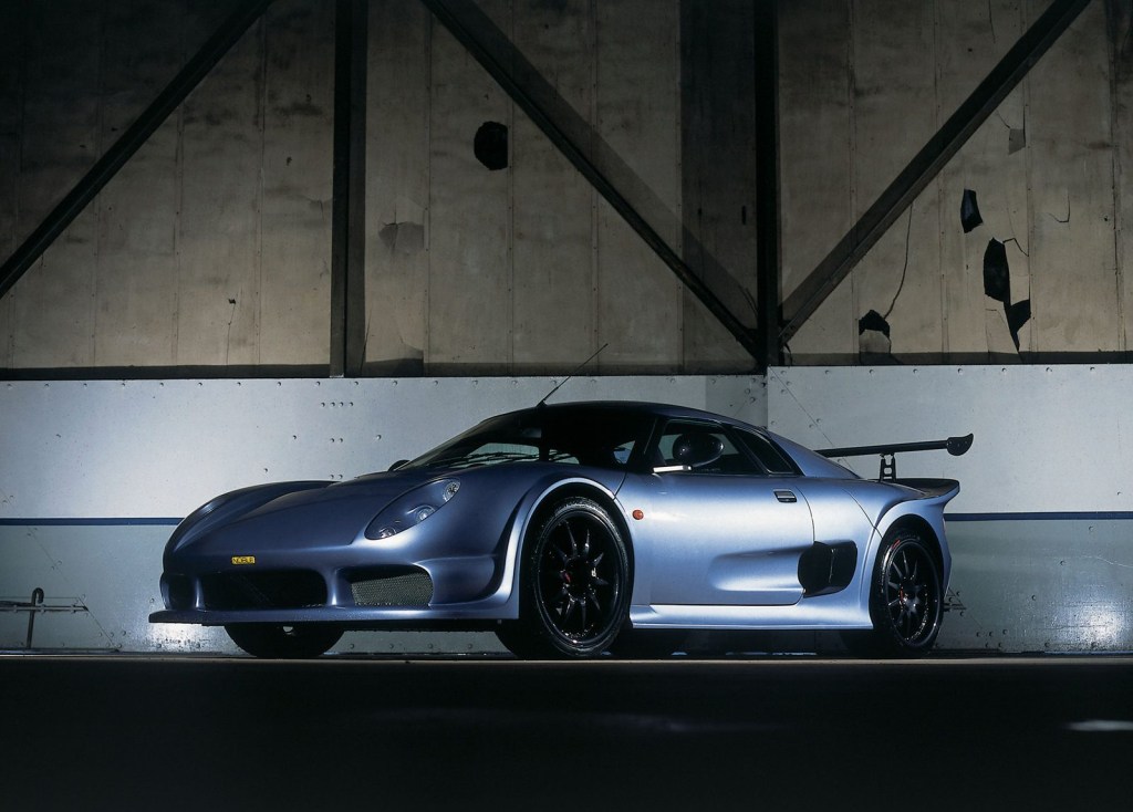An image of a Noble M400 inside of a hangar.