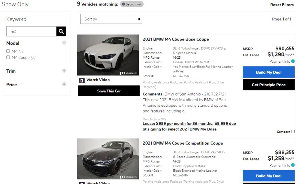 San Antonio BMW M4 inventory