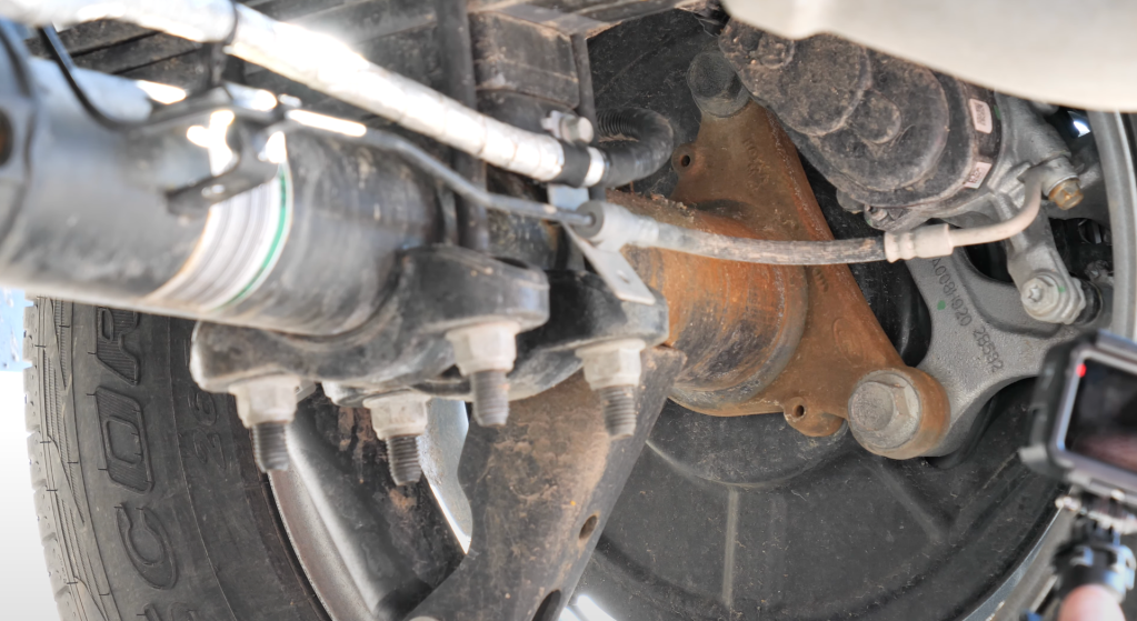 An image of a 2021 Ford F-150 underneath demonstrating surface rust.
