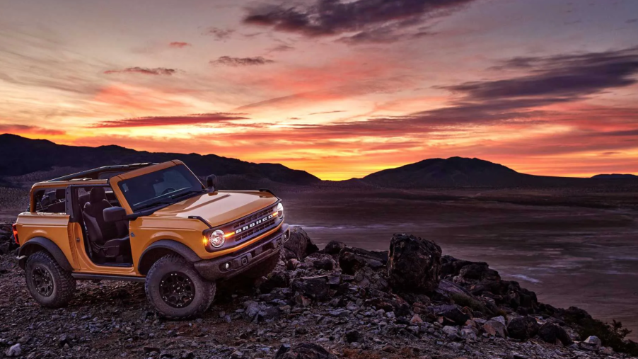 2021 Ford Bronco in the desert at sunset