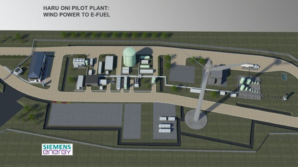 A render of the planned The Porsche 'Haru Oni' synthetic fuel pilot plant in Chile