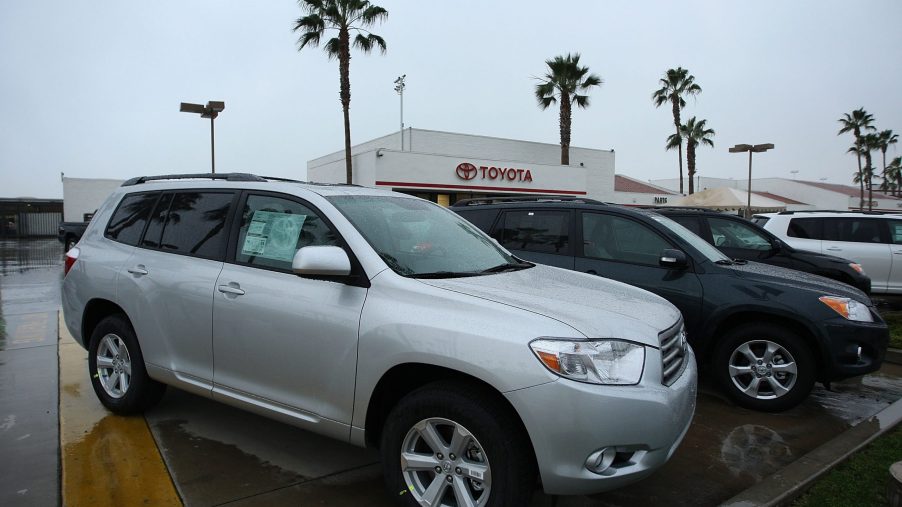 Toyota Highlander SUVs for sale at a car dealership