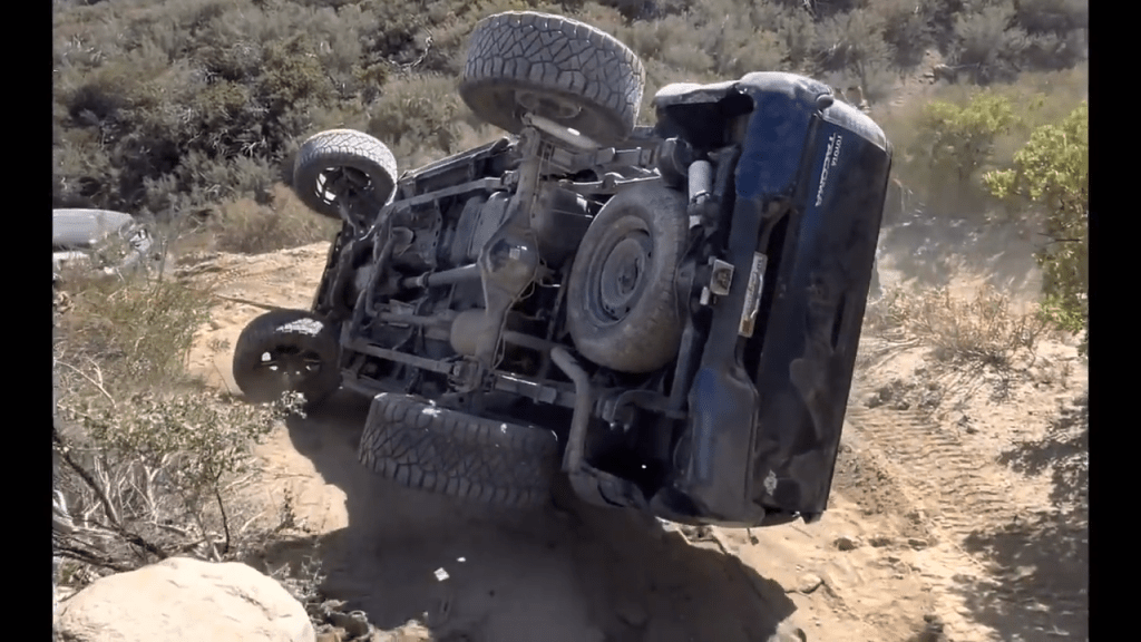 Toyota Tacoma rolled on off-road trail