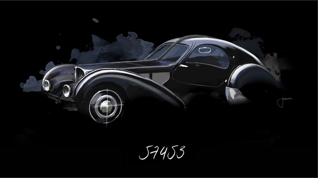 A digital image of a Bugatti Type 57 SC.