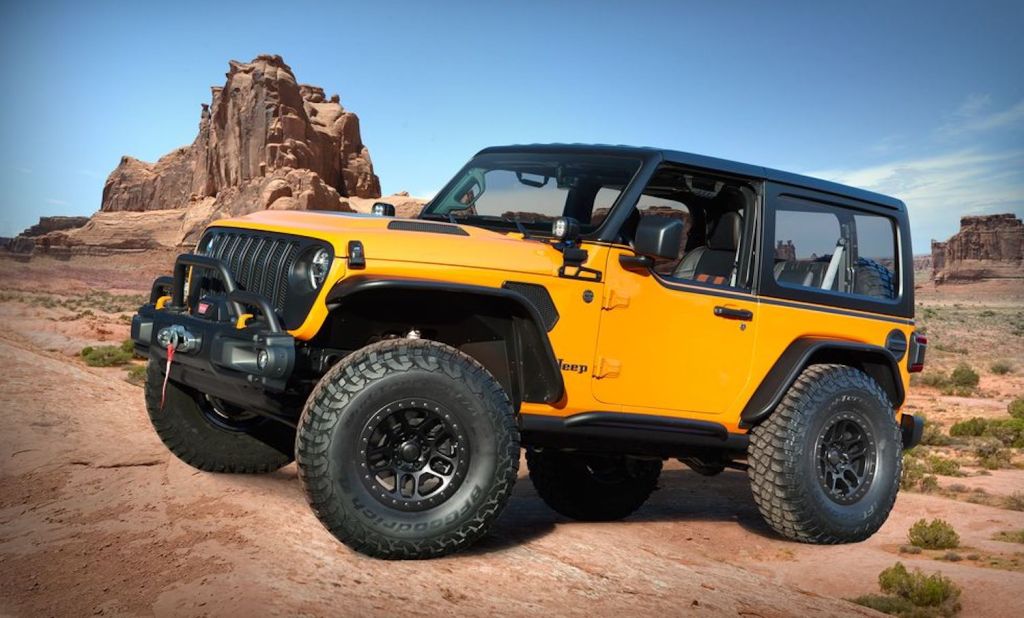 The Orange Peelz Jeep Wrangler Concept parked in Moab