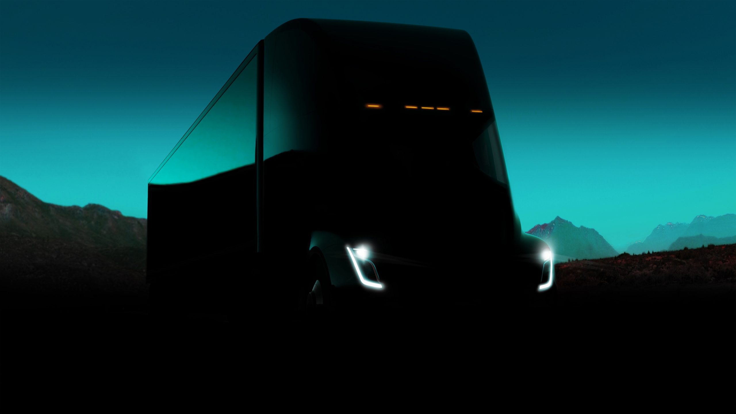 A dark figure hinting towards the debut of a tesla semi truck