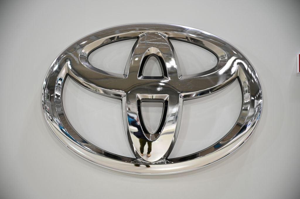 A logo of Toyota is pictured at the companys showroom in Tokyo on November 6, 2020. (Photo by Philip FONG / AFP) (Photo by PHILIP FONG/AFP via Getty Images)
