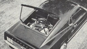 An archival image of a mid-engine Ford Mustang Boss 429.