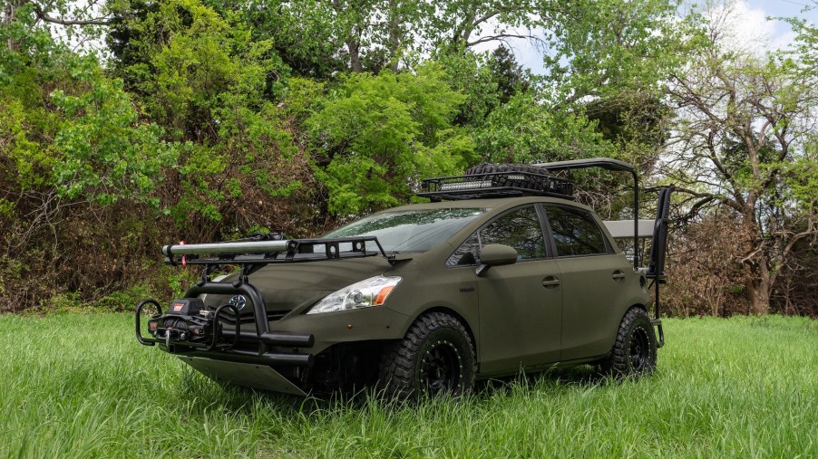 An image of a modified Toyota Prius parked outdoors.