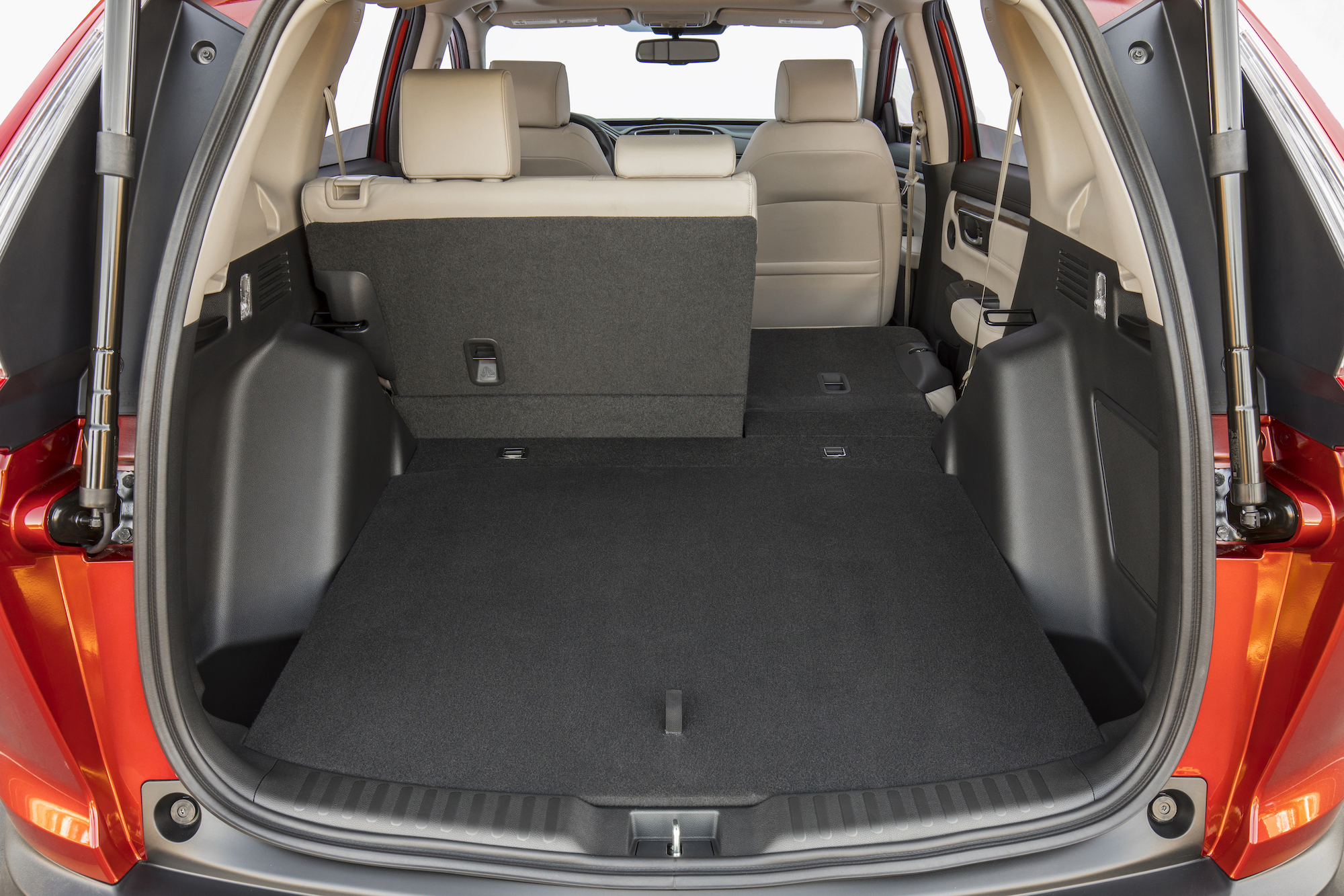 The rear cargo area of a 2019 Honda CR-V compact crossover SUV