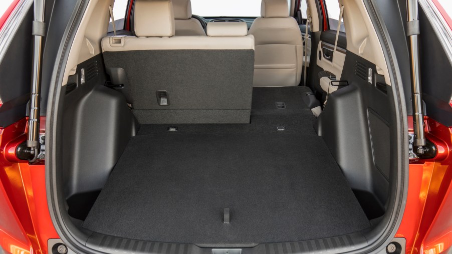 The rear cargo area of a 2019 Honda CR-V compact crossover SUV