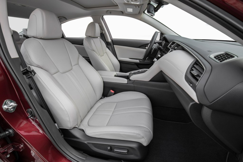 Gray leather interior of a 2020 Honda Insight sedan