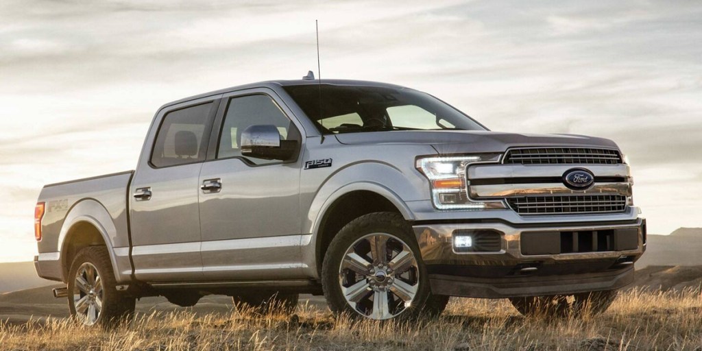The 2020 Ford F-150 off-roading in a field