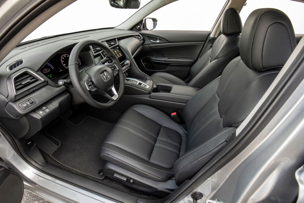 black leather interior of the 2021 Honda Insight hybrid sedan