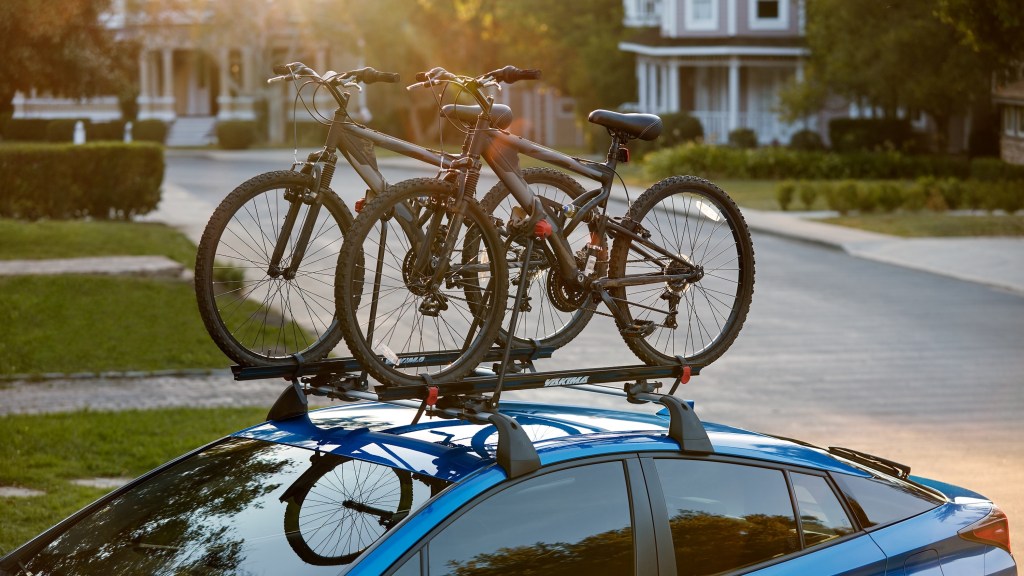 2021 Toyota Prius with bikes mounted on the roof