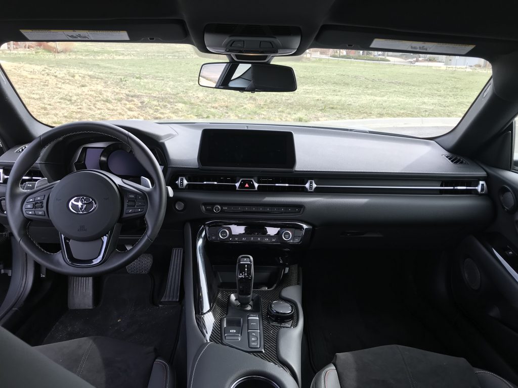 An interior shot of the 2021 Toyota Supra