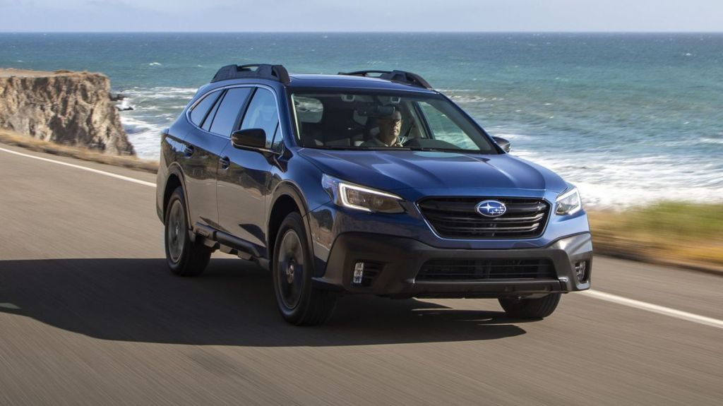 The 2021 Subaru Outback parked near water