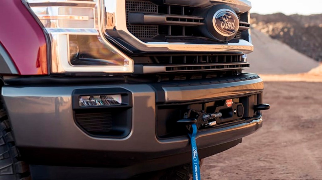 Close up of the Ford F-250 Super Duty with the Ford Performance Warn Winch