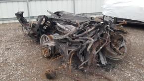 An image of a destroyed Ford GT at a Copart auction.