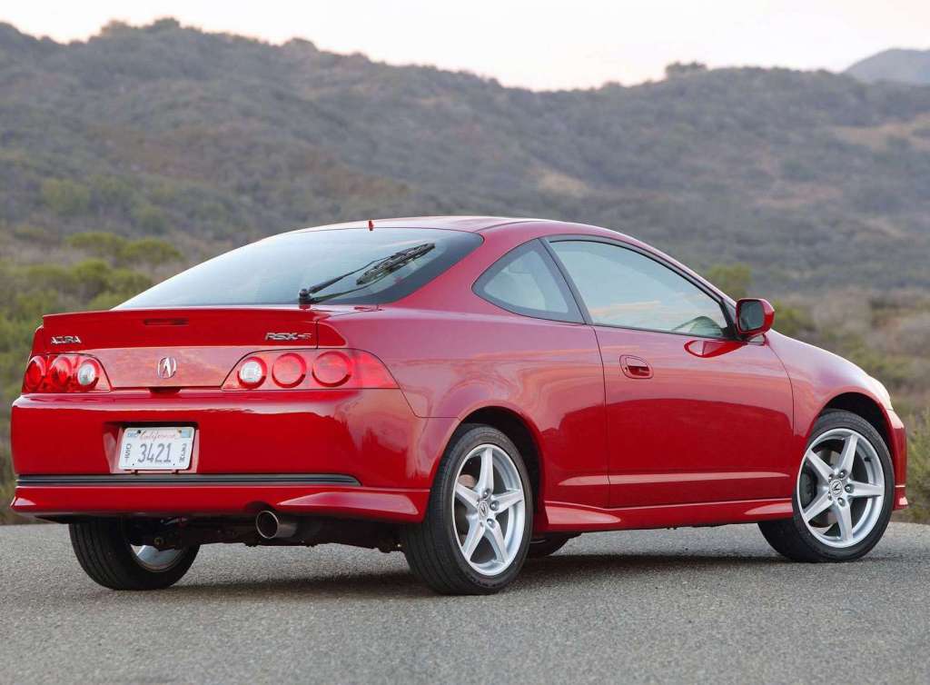 a rear shot of the 2005 Acura RSX Type S in red