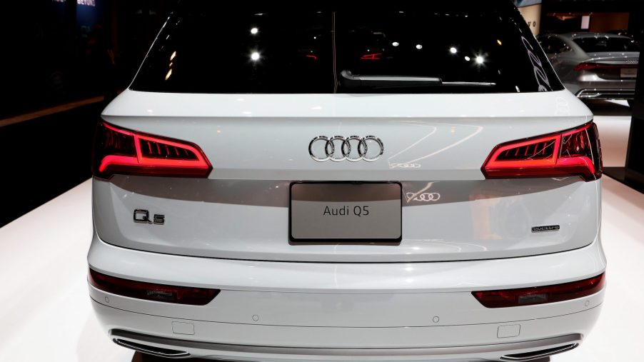 White 2019 Audi Q5 is on display at the 111th Annual Chicago Auto Show at McCormick Place
