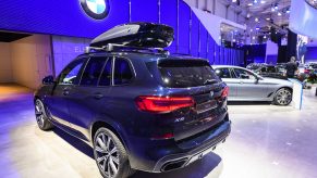 BMW X5 is a midsize luxury SUV on display at Brussels Expo