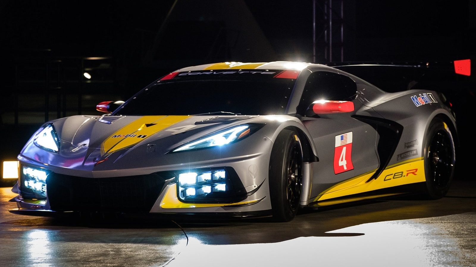 An image of a Chevrolet Corvette C8.R parked outdoors.
