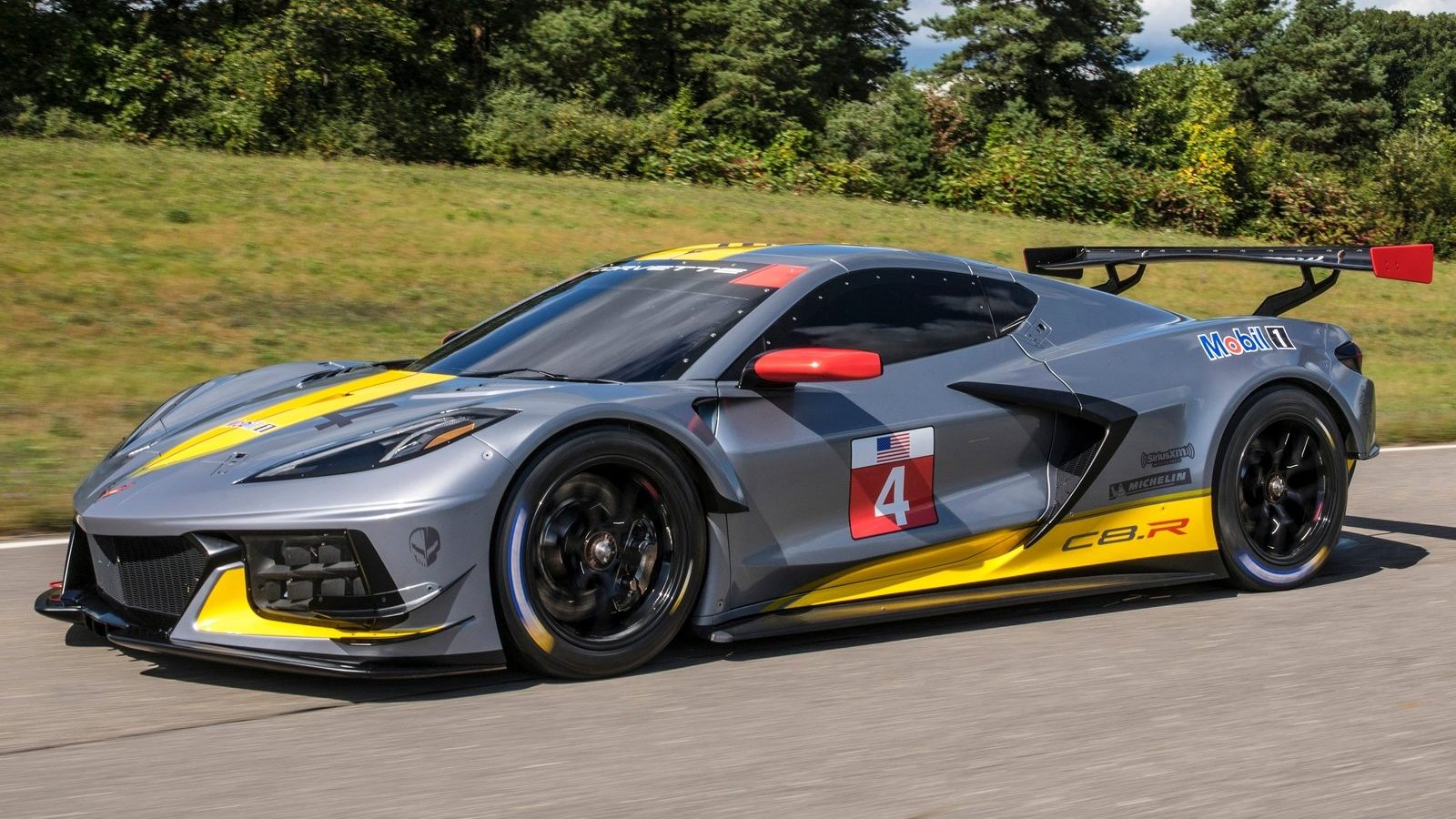 An image of a Chevrolet Corvette C8.R parked outdoors.