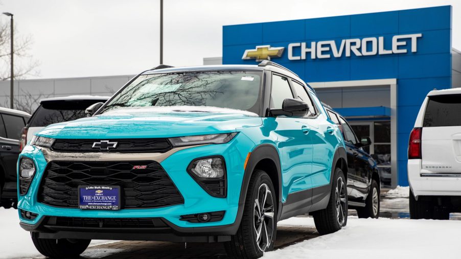 A Chevrolet Trailblazer is on display at the Exchange Chevrolet in Lake Bluff, Illinois