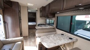 The interior of a Four Winds Class C motorhome is seen in the Presidio in San Francisco