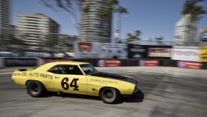 A yellow 1969 Chevy Camaro