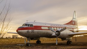 Two men made an RV out of an airplane similar to this Western Airlines Convair CV-240, on display at Planes of Fame Air Museum on January 8, 2021, in Valle, Arizona
