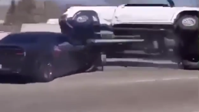 Dodge Challenger Hellcat crashes into Chevy Silverado