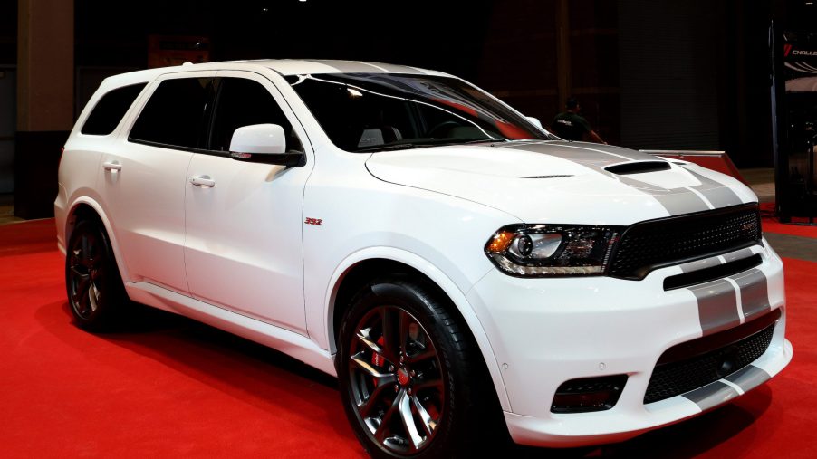 White 2019 Dodge Durango SRT is on display at the 111th Annual Chicago Auto Show