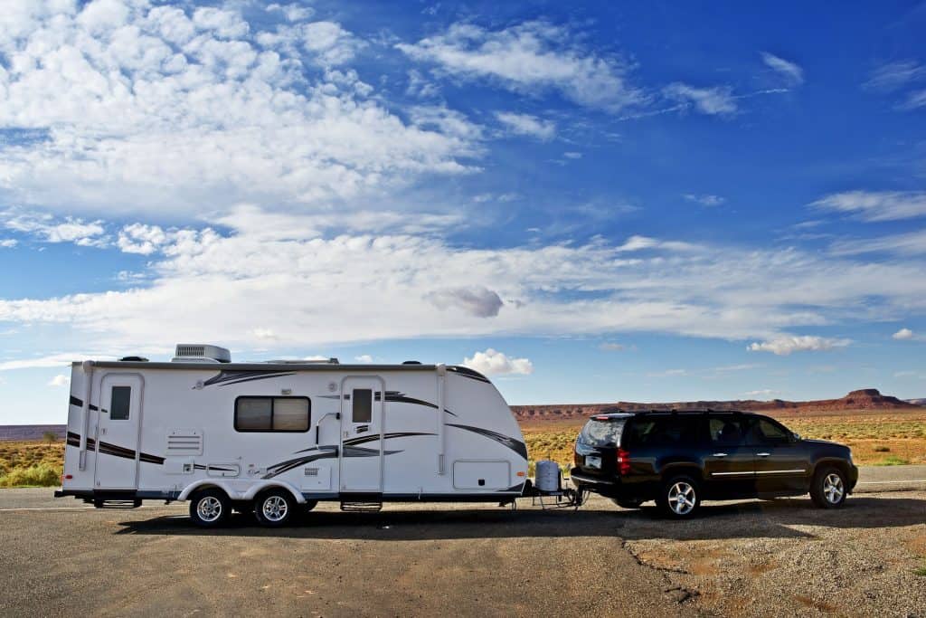 towing a tralier RV camper with an SUV