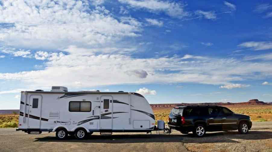 towing a tralier RV camper with an SUV