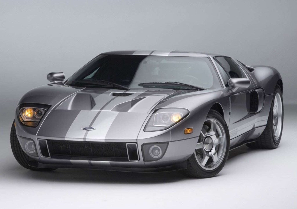 An image of a Ford GT parked in a studio.