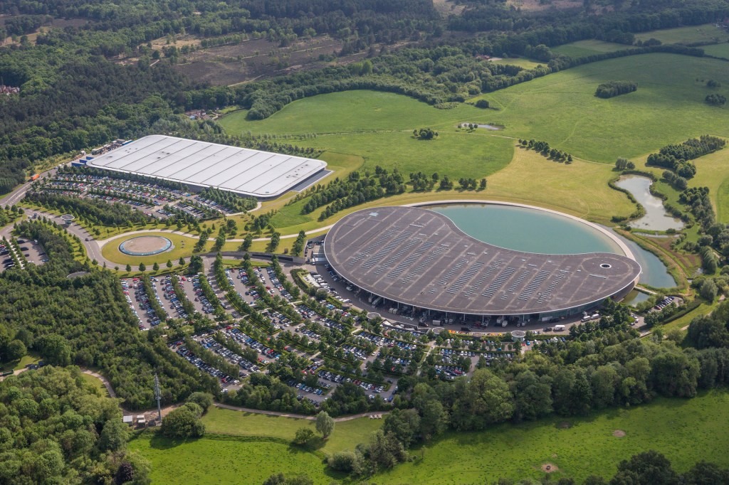 An image of the McLaren Technology Centre from the sky.