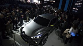 A gray Hyundai Motor Co. Santa Cruz Concept vehicle is displayed during the 2015 North American International Auto Show