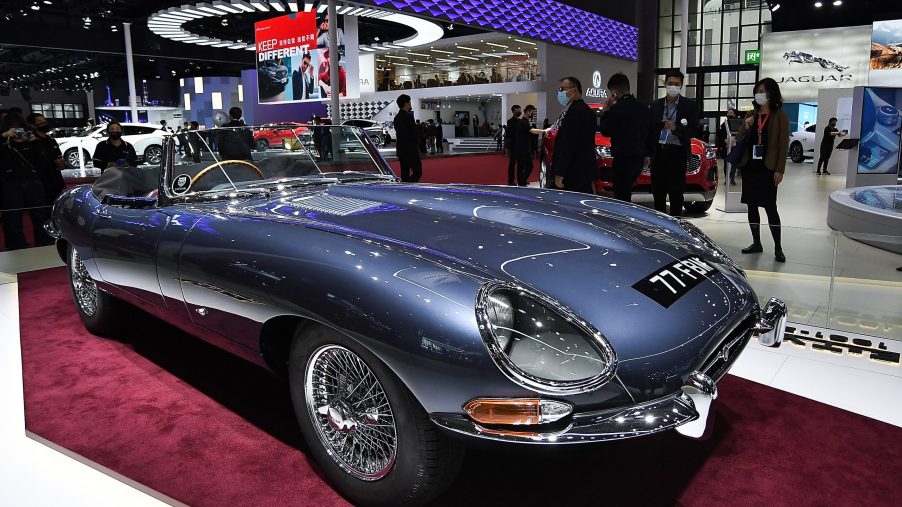 A Jaguar E-TYPE car is on display during the 19th Shanghai International Automobile Industry Exhibition