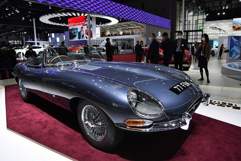 A Jaguar E-TYPE car is on display during the 19th Shanghai International Automobile Industry Exhibition