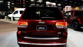 Red 2020 Jeep Grand Cherokee Summit is on display at the 112th Annual Chicago Auto Show at McCormick Place