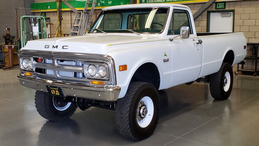 1969 GMC pickup truck with a swapped John Deere diesel engine