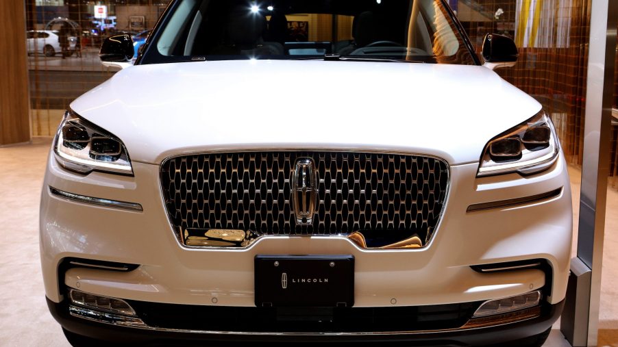 White 2020 Lincoln Aviator is on display at the 112th Annual Chicago Auto Show